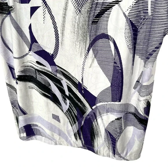 Chicos Easywear Sz 1 MEDIUM 8/10 Purple Stretchy Blouse Shirt Top Mature Comfy - Picture 4 of 7